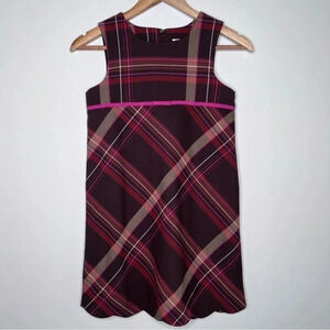 Lilly Pulitzer NWOT Girls Sleeveless Brown Plaid Scallop Hem Dress Size 8